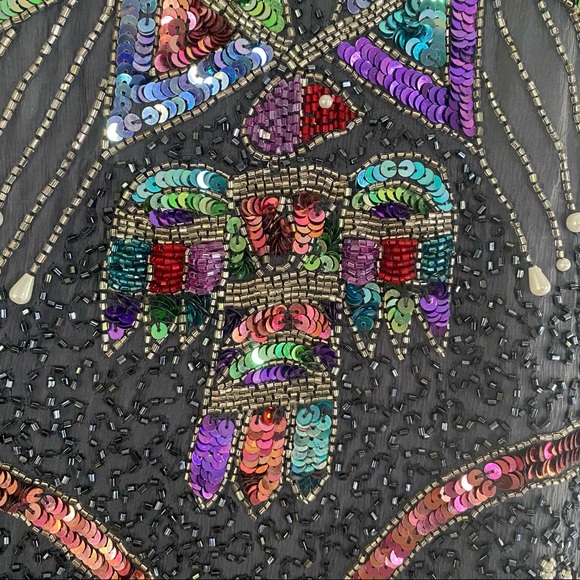 Vintage Beaded Bling Sequin Silk Fertlity Top - Picture 4 of 14